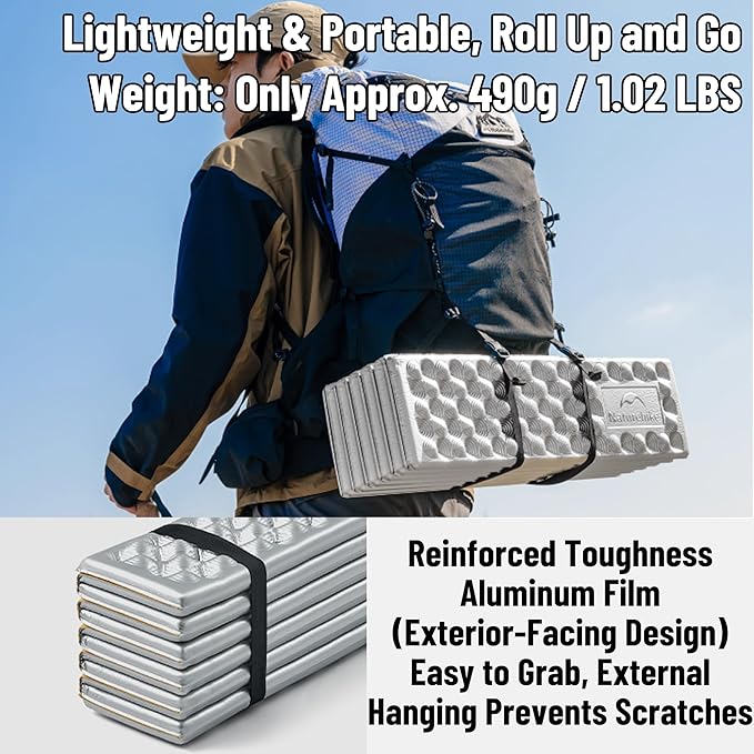 Naturehike Ultralight Foam Sleeping Pad - R1.8/R2.6/R3.0 Closed Cell Mattress Thick Portable Folding Mat for Backpacking Waterproof &amp Compact for Camping Hiking Travel and Car Camping