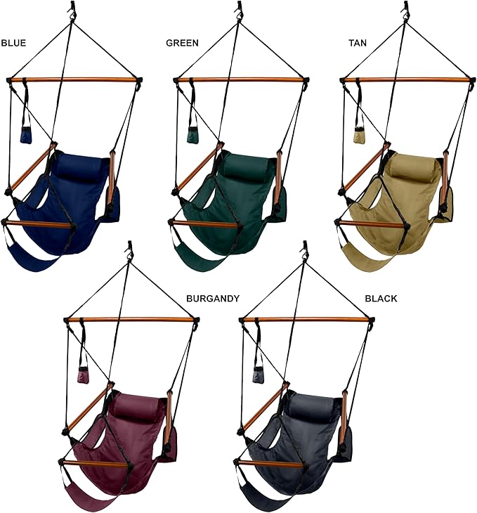 Hammaka Hanging Hammock Air Chair Wooden Dowels Blue