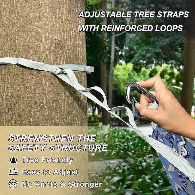 Navy Blue Tile Camping Hammock Portable Hanging Hammock with Tree Straps Up to 330lbs for Travel Outdoor Garden Patio