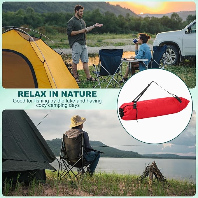 PATIKIL Foldable Camp Chair Replacement Bag 2 Pcs Camping Chairs Folding Chair Carry Bag with Adjustable Shoulder Strap for Outdoor Camping Fishing Storage Red Black
