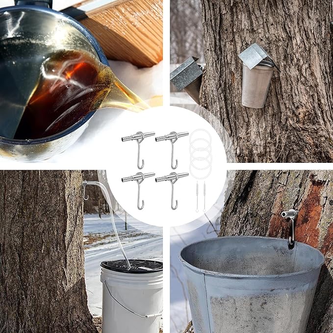 Trunk Faucet Set – Stainless Steel Maple Spiles 4 Pack Portable Tree Tap Accessories Syrup Collection Equipment Compact Easy Use Beginner Expert Suitable | Maple Syrup Tapping Kit Includes