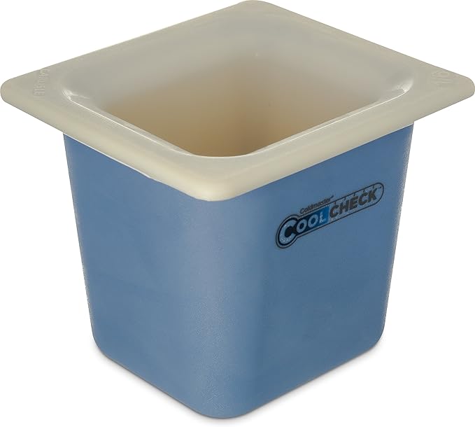 Carlisle FoodService Products CM1104C1402 Coldmaster CoolCheck 6 Deep Sixth-Size Insulated Cold Food Pan 1.6 Quart Color Changing White and Blue