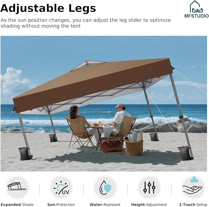 MFSTUDIO 10x10 Pop up Canopy Tent Gazebo Shelter Sun Shade Canopies One Push Setup Portable Popup Easy Set up Tents with Vented TopStorage4 Sandbagsfor BeachPartiesCamping