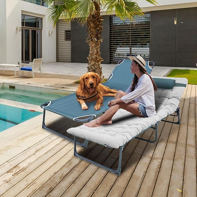 Big RED Camping Sleeping Cot5-Position Folding CotLounge Chair with MattressFolding Sleeping CotCamping Cots for Adults Heavy Duty Lounges Chairs for Outside Beach Lawn