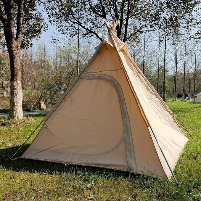 Dream House Three-Season Cotton Canvas Camping Pyramid Tent for 2~3 Person