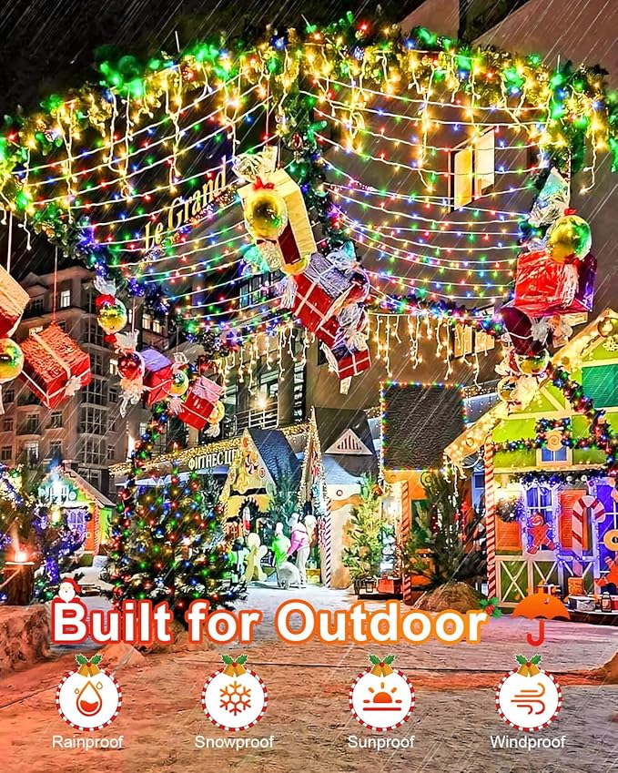 Multicolor Christmas Lights 552FT 1400LED Extra Long Outdoor String Lights Waterproof Timer &amp Memory 8 Modes Dimmable Plug in Fairy for Outside Tree Wedding Patry