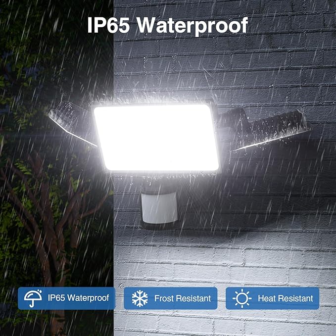 150W Motion Sensor Lights Outdoor for Outside 15000LM LED Flood Lights Outdoor Wired Dusk to Dawn Exterior Security Floodlight Fixture Waterproof IP65 Outdoor Lighting for House Garage