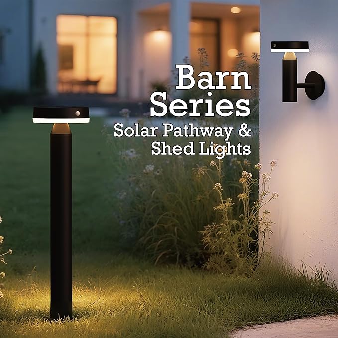 Round Solar Wall Lights - Solar Powered Wall Lamps - LED Lights - PIR Sensor &amp Two Lighting Modes - Rechargeable Battery - 3000K 1.3W Solar Panel &amp 3.7V - IP44 Weather Resistant - 2 Pack