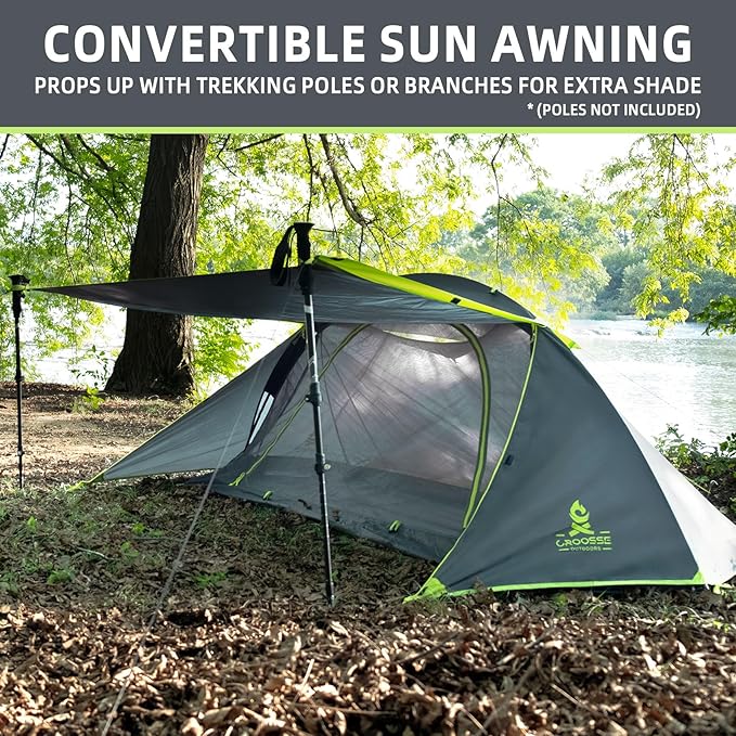1 Person Backpacking Tent for Camping – Waterproof Windproof Camping Tents Lightweight Single Pole Tent for Motorcycle Hiking Bicycle Outdoor
