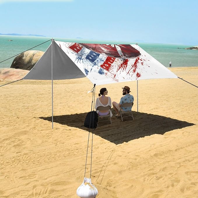 Camping Sun Shelters American Football with Flag Colours Beach Canopy 126 * 110.2in