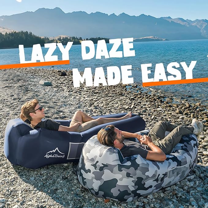 AlphaBeing Inflatable Lounger Beach Chair Accessories Air Sofa Hammock Inflatable Couch for Camping Backyard Lakeside with Compression Sacks Ideal Outdoor Gifts for Adults