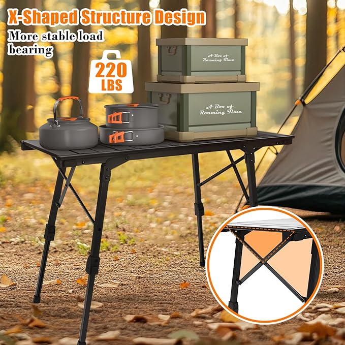 Folding Camping Table + Camping Stoves + Charcoal Grill Outdoor IGT Cook System with Carry Bag IGT Table for BBQ Beach Backyard