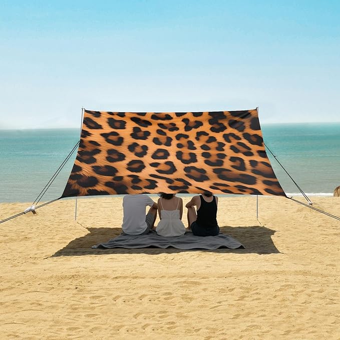 Leopard PrintCamping Sun Shelters 9.2 x 10.5 FT Beach Canopy Tent Sun Shade with Carrying Bag for Camping Trips Fishing Backyard Fun or Picnics 21341200