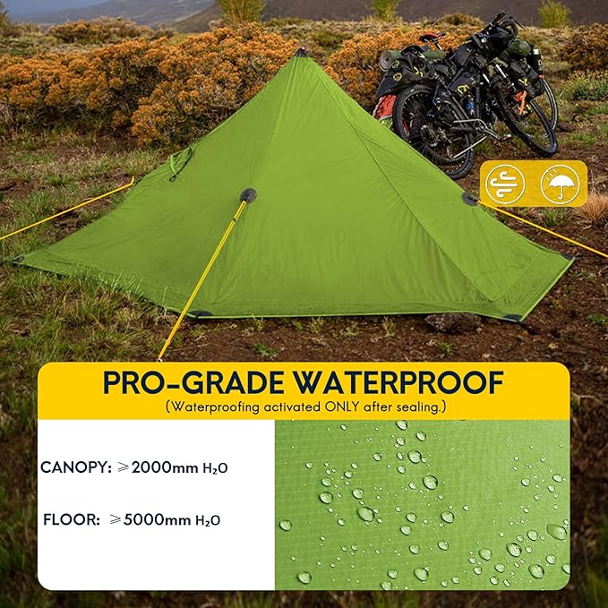 LANSHAN Ultralight Tent 3-Season Backpacking Tent for 1-Person or 2-Person Camping Trekking Kayaking Climbing Hiking