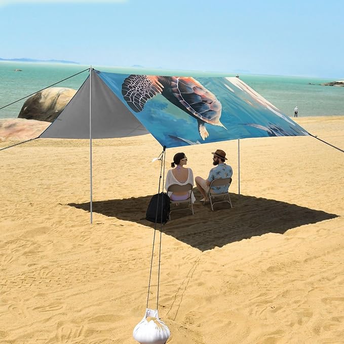 Sea TurtleCamping Sun Shelters 9.2 x 10.5 FT Beach Canopy Tent Sun Shade with Carrying Bag for Camping Trips Fishing Backyard Fun or Picnics 21341027