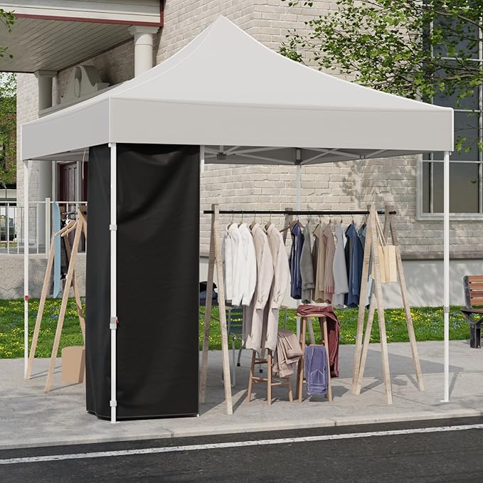 EAGLE PEAK Portable Privacy Tent Changing Room for Pop Up Canopy Fits Canopies with Cross Bars Outdoor Hanging Privacy Curtain 29.5 L x 29.5 W x 80.7 H Black