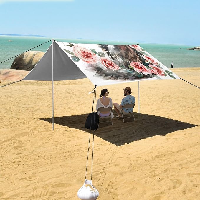 Camping Sun Shelters Cat Pink Rose Beach Canopy 126 * 110.2in