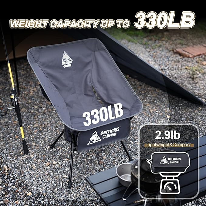 ONETIGRIS Tigerblade Camping Chair Lightweight Folding Backpacking Hiking Chair Compact Portable 330 lbs Capacity