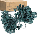100FT C9 Light String Christmas Stringer E17 Light Sockets 12 Spacing C9 Stringer Set Green Outdoor String Light Strand for Wedding Patio Event Lighting Decor Green Wire