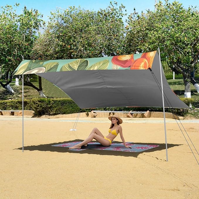 Beach Tent Sun Shelter Cashew Nuts on Tree Lightweight &amp Easy Setup Beach Shade Canopy for Camping Fishing
