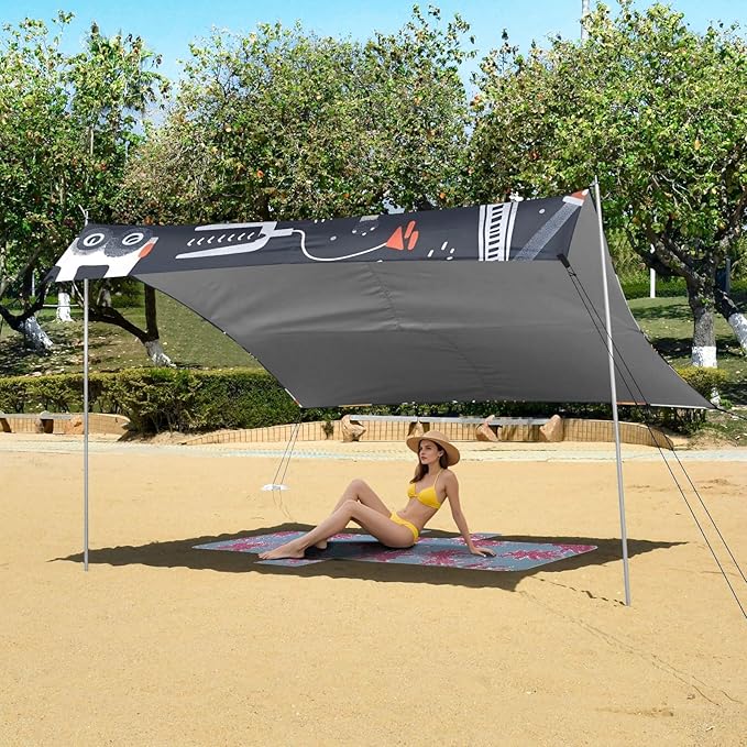 Childish Seamless Pattern with Building Equipment Cre Camping Sun Shelter Beach Tent Portable Beach Sun Shade Outdoor Canopy for Camping Trips Fishing Picnic