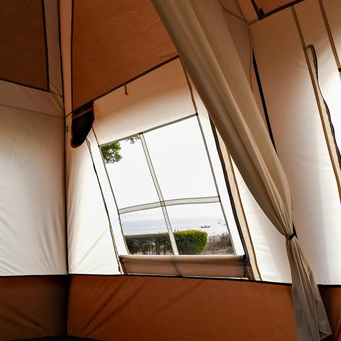 KTT Extra Large Tent 8-10-12 PersonFamily Cabin Tents2 Rooms3 Doors and 3 Windows with MeshStraight WallWaterproofDouble LayerBig Tents for OutdoorPicnicCampingFamily Gathering
