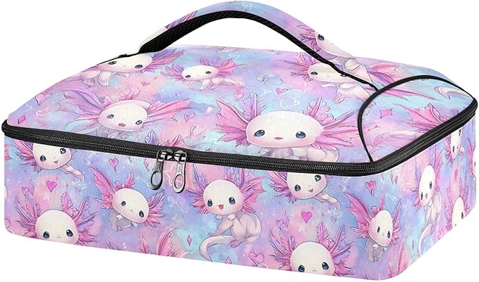 Casserole Carrier Adorable Cute AxolotlInsulated Casserole Carrier for Hot or Cold Food Thermal Lunch Tote for Potluck Parties Picnic Beach Fits 9 x 13 Inches Baking Dish