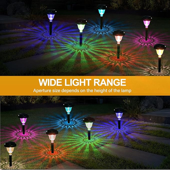 Siatom Solar Pathway Lights 8 Pack Bright RGB Color Changing Solar Path Lights Outdoor Waterproof IP65 for Outside Walking Path Garden Lawn Walkway Yard (Multicolor)