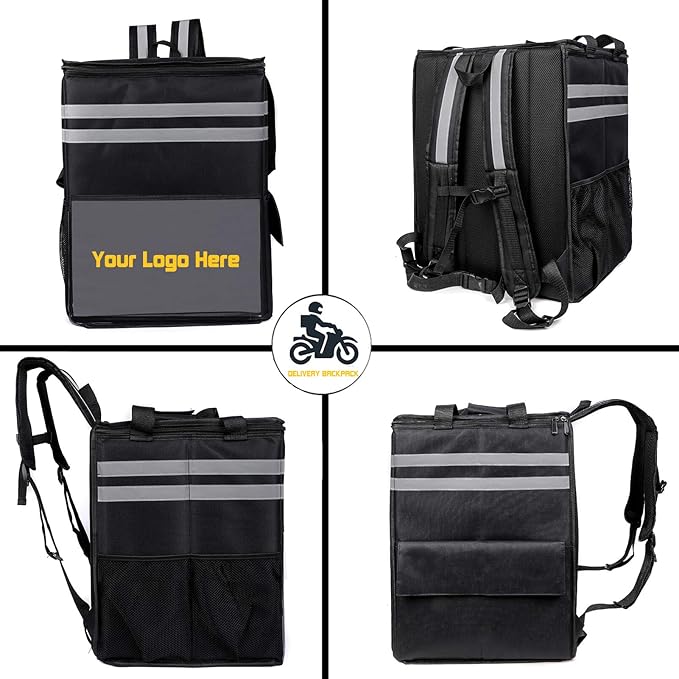 cherrboll XXL Insulated Pizza Delivery Backpack Thermal Food Delivery Bag with 3 Dividers Reusable Cooler Backpack for Bicycle Transport