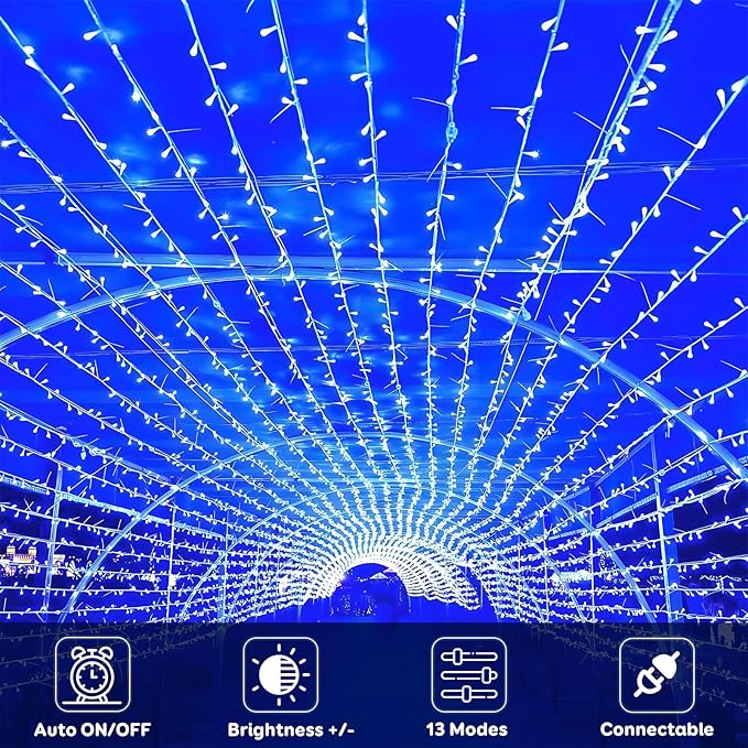 88FT 240LED Extra-Long Connectable String Lights Indoor Outdoor Clear Wire Blue Christmas String Lights Plug in Twinkle Fairy Light with Timer for Wedding Patio Tree Yard Christmas Decorations