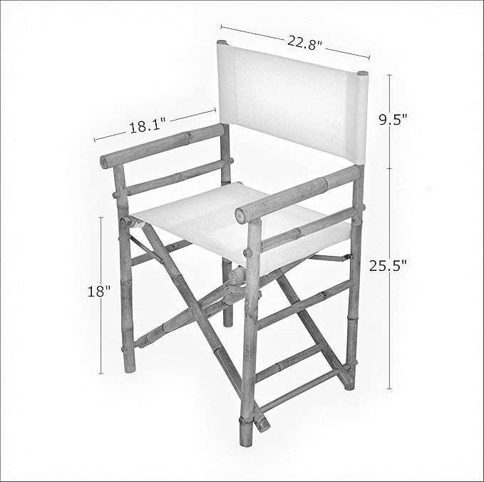 Statra Folding Director Chair Bamboo Portable Camping Outdoor Set of 2 Navy