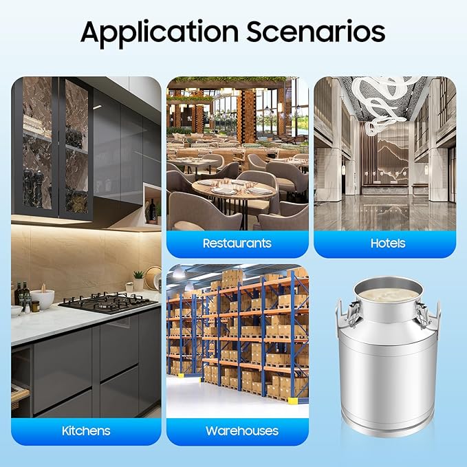 Stainless Steel Milk Can 50L/13.2Gal Metal Airtight Canister Food Storage Container with Lid &amp Clamps Bean Rice Cereal Storage Bucket for Kitchen Restaurant W15*H21.3in