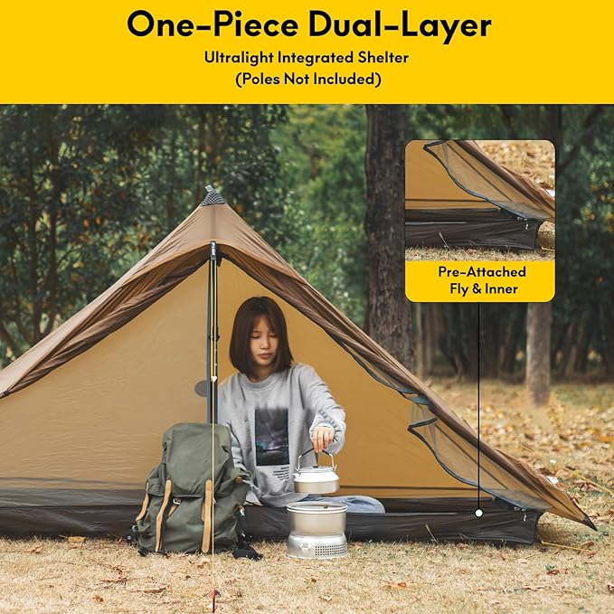 LANSHAN Ultralight Tent 3-Season Backpacking Tent for 1-Person or 2-Person Camping Trekking Kayaking Climbing Hiking