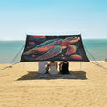 ALAZA Sea Turtle with Planets Beach Tent Sun Shelter UPF50+ Protection Beach Shade Canopy w/ 4 Sandbags for Outdoor Camping Fishing Backyard Fun Picnic 10x9 ft