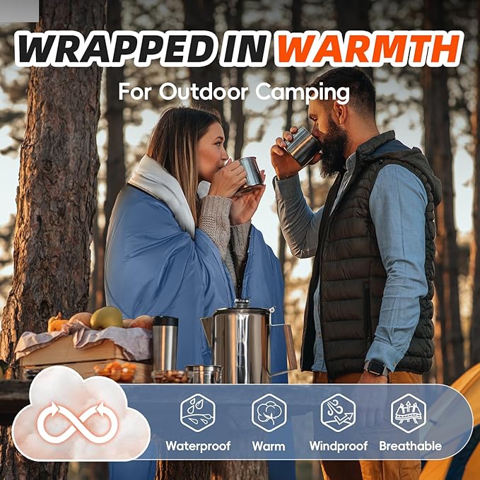 MEREZA Sleeping Bags for Adults Cold Weather Mens Warm Sleeping Bag for Big and Tall Girls Boys with Compression Sack for 3-4 Season Camping Backpacking Hiking