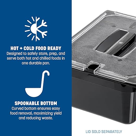 Carlisle FoodService Products Storplus 1/2-Size Food Pan for Catering Buffets and Restaurants Polycarbonate 6 Inches Deep Black (Pack of 6)