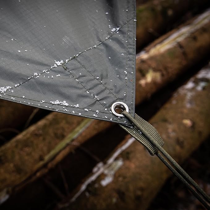 Snugpak All-Weather Shelter G2 WGTE - 3x3m Tarp &amp Emergency Shelter - 100% Waterproof Camping Tarp with UV30 Protection - Tent Tarp For Bushcraft &amp Camping - With Guy-Lines &amp Alloy Tent Pe