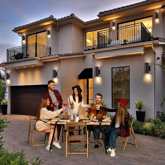 4 Pack Modern Exterior Light Fixtures Outdoor Wall Light Porch LightModern Exterior Lamp Fixture Anti-Rust Outside Sconce for Front HouseBlack Up and Down Lights Outdoor.