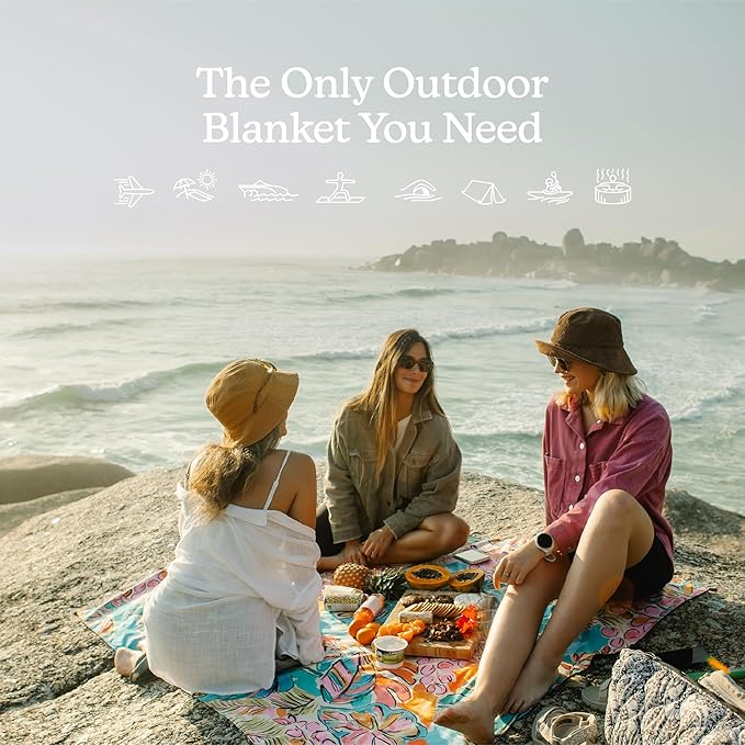 Nomadix Festival Blanket - Perfect for Picnics Camping &amp Lawn Seating - Plush Top &amp Water Resistant Base - Made with Post Consumer Recycled Materials - Jungle - 60x72