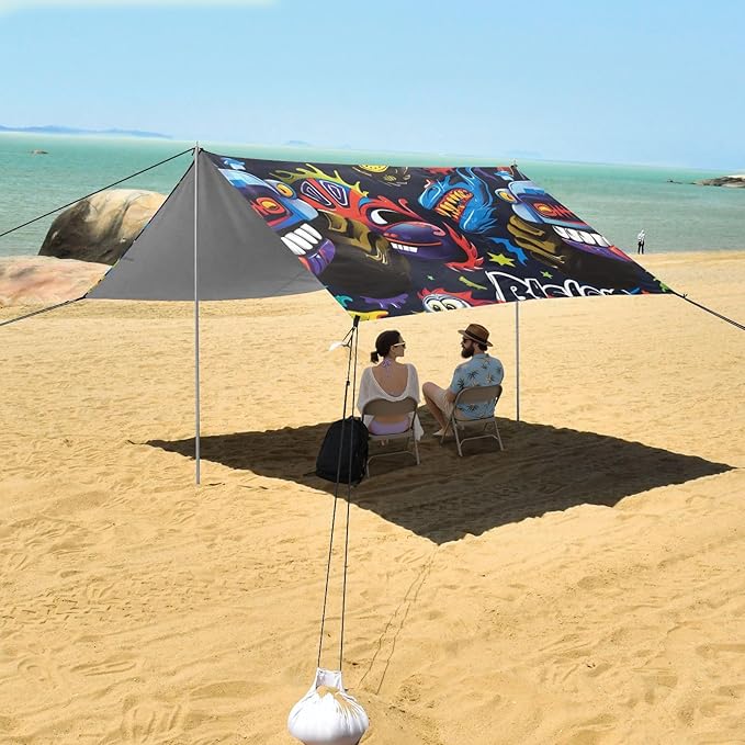Beach Tent Sun Shelter Naughty Monster Trucks Lightweight &amp Easy Setup Beach Shade Canopy for Camping Fishing