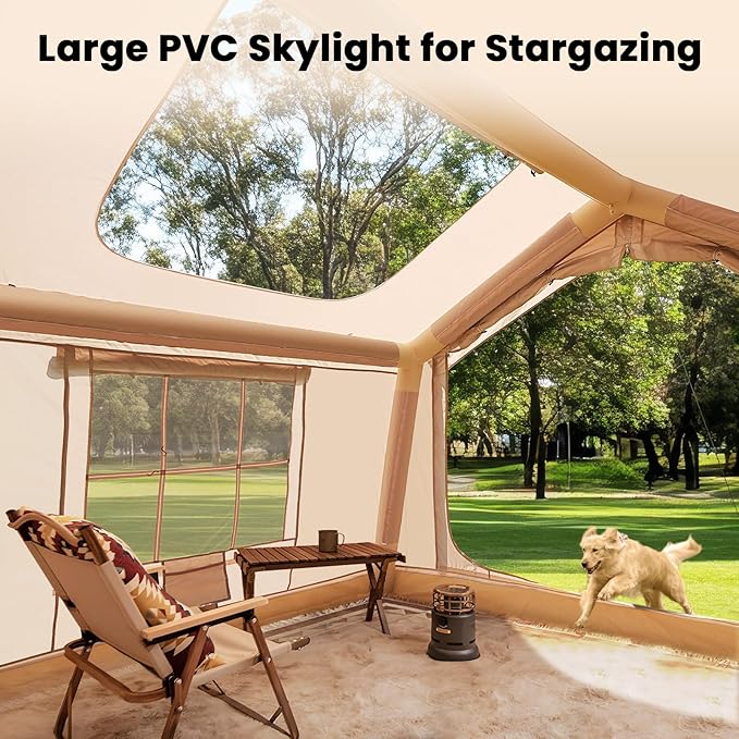 Inflatable Tents for Camping Large Blow Up Tent with Hand Pump Easy Setup InflatableTent 4 Season Tent Waterproof Oxford Air Glamping Tents for Camping Adult 4/6/8/10/12 Person
