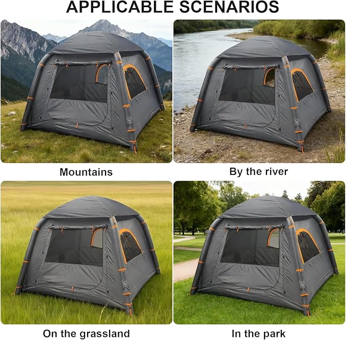 Inflatable Tents for Camping2/4 Person Easy Setup Blow Up Tents for 4 Seasons Waterproof InflatableTent for Camping Air Glamping Tents for Camping Adult