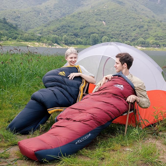 Down Sleeping Bag for Adults Cold Weather Ultralight &amp Compact 680FP Backpacking Sleeping Bag for Camping Hiking Mountaineering