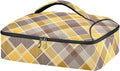 Casserole Carrier Print Yellow and Brown Tartan Insulated Casserole Carrier for Hot or Cold Food Thermal Lunch Tote for Parties Picnic Travel Carry Bag