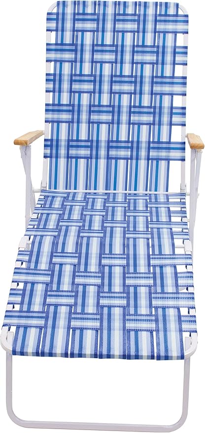 Camp &amp GO 4-Position Folding Web Lawn Chair Outdoor Lounger Blue/White undefined/White