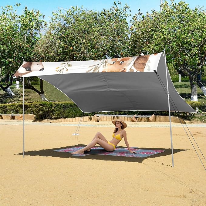 Bear Fox Raccoon Squirrel Duck Camping Sun Shelter Beach Tent Portable Beach Sun Shade Outdoor Canopy for Camping Trips Fishing Picnic