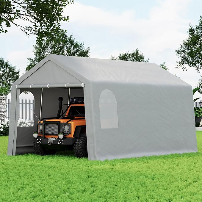 10×20 ft Outdoor Storage Sheds Portable Storage Shelter Shed with Roll up Zipper Doors &amp Vents Waterproof Outside Utility Shed Garage Tent for Motorcycle Bicycles and Camping Tools