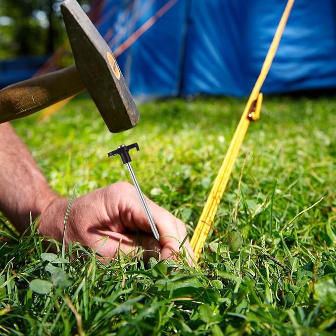 50 Pack 10 Inch Heavy Duty Tent Stakes Metal Tent Pegs for Hard Ground Black Steel Camping Stakes for Canopies Tarps &amp Gazebos Secure Ground Anchors with T-Shaped Heads