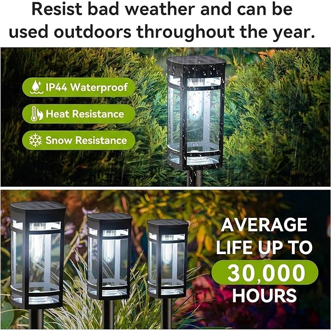 EXCMARK 8 Pack Solar Lights Outdoor Waterproof for Garden Pathway Walkway Driveway Yard Lawn Decorative Landscape Lighting. (Cool White Light 8)