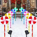 BRIGHTDECK Lollipop Solar Christmas Pathway Lights Outdoor 10 Pack LED Christmas Decor with 8 Lighting Modes Light Up Solar Stake Lights for Holiday Xmas Walkway Sidewalk (Multicolour 10 PCS)